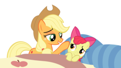 Size: 5120x2880 | Tagged: safe, artist:chrisps2, apple bloom, applejack, bloom & gloom, g4, high res, simple background, transparent background, vector