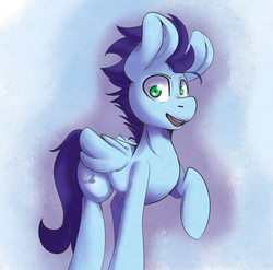 Size: 3493x3457 | Tagged: safe, artist:sourspot, soarin', pony, g4, big ears, cute, high res, looking at you, male, raised hoof, smiling, soarinbetes, solo