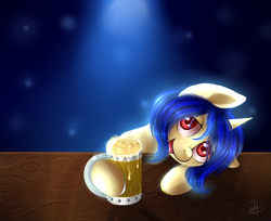 Size: 1024x837 | Tagged: safe, artist:ghst-qn, oc, oc only, alcohol, beer, drunk, food, solo