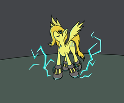 Size: 1716x1432 | Tagged: safe, artist:maniakmonkey, oc, oc only, oc:psychoshy, pegasus, pony, fallout equestria, fallout equestria: project horizons, female, mare, pegasus oc, power hoof, simple background, solo, wings