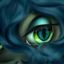 Size: 1024x1024 | Tagged: safe, artist:crazyaniknowit, queen chrysalis, changeling, changeling queen, g4, bedroom eyes, close-up, eyes, female, lacrimal caruncle, solo