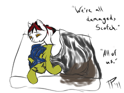 Size: 1024x768 | Tagged: safe, artist:juleppony, oc, oc only, oc:blackjack, oc:scotch tape, earth pony, pony, unicorn, fallout equestria, fallout equestria: project horizons, accident, bedwetting, pissing, simple background, urine, wetting, white background