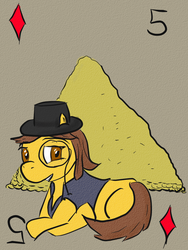 Size: 768x1024 | Tagged: safe, artist:juleppony, oc, oc only, oc:charity, fallout equestria, fallout equestria: project horizons, hat, monocle, playing card, top hat