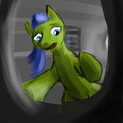 Size: 1800x1800 | Tagged: safe, artist:juleppony, oc, oc only, oc:scotch tape, fallout equestria, fallout equestria: project horizons, bowlcam, implied poop, toilet