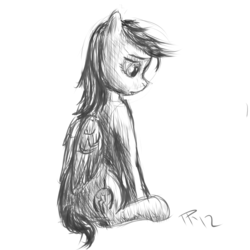 Size: 900x900 | Tagged: safe, artist:juleppony, scootaloo, fallout equestria, g4, branding, dashite, female, grayscale, monochrome, solo