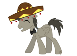 Size: 1400x1012 | Tagged: safe, artist:go0re, artist:ocarinaplaya, edit, doctor whooves, time turner, pegasus, pony, ask discorded whooves, g4, discord whooves, discorded, hat, male, simple background, smiling, solo, sombrero, transparent background