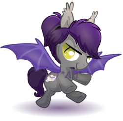 Size: 548x540 | Tagged: safe, artist:ari-purplepunk, oc, oc only, oc:dusk rune, bat pony, pony, chibi, watermark