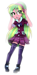 Size: 700x1400 | Tagged: safe, artist:nekojackun, lemon zest, equestria girls, g4, my little pony equestria girls: friendship games, :p, bowtie, clothes, crystal prep academy, crystal prep academy uniform, crystal prep shadowbolts, female, headphones, licking, licking lips, looking at you, plaid skirt, pleated skirt, school uniform, shoes, simple background, skirt, solo, tongue out, white background