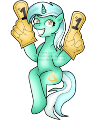 Size: 579x687 | Tagged: safe, artist:uu-hime, lyra heartstrings, pony, g4, female, foam finger, solo, watermark