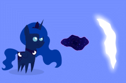Size: 594x390 | Tagged: safe, artist:agrol, princess luna, tantabus, do princesses dream of magic sheep, g4, season 5, :c, animated, female, frown, glare, magic, pointy ponies, simple background