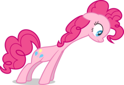 Size: 8000x5516 | Tagged: safe, artist:luckreza8, pinkie pie, g4, the mane attraction, .svg available, absurd resolution, are you frustrated?, female, implied applejack, impossibly long neck, inkscape, long neck, looking down, necc, offscreen character, simple background, solo, transparent background, vector