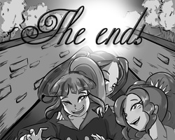 Size: 1000x800 | Tagged: safe, artist:amazingpuffhair, adagio dazzle, aria blaze, sonata dusk, equestria girls, g4, my little pony equestria girls: rainbow rocks, cute, grayscale, happy, monochrome, the dazzlings