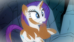 Size: 1366x768 | Tagged: safe, screencap, rarity, pony, a dog and pony show, g4, dirt, female, messy, solo
