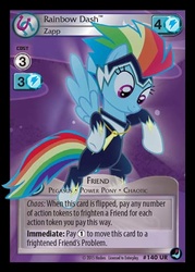 Size: 344x480 | Tagged: safe, rainbow dash, zapp, g4, power ponies (episode), card, ccg, clothes, costume, enterplay, female, high magic, power ponies, solo