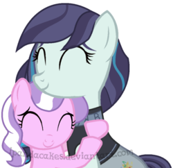 Size: 538x520 | Tagged: safe, artist:ipandacakes, coloratura, diamond tiara, earth pony, pony, g4, the mane attraction, cute, diamondbetes, eyes closed, hug, rara, rarabetes, smiling, story included, tiaralove