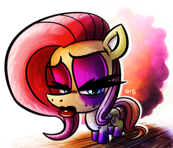 Size: 840x720 | Tagged: safe, artist:elerq, fluttershy, g4, chibi, makeup, running makeup