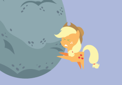 Size: 690x483 | Tagged: safe, artist:agrol, applejack, earth pony, pony, g4, hearthbreakers, season 5, animated, bakusai tenketsu, crack, female, holder's boulder, limestone fuel, mare, pointy ponies, simple background, solo, this will end in tears and/or death, uh oh