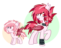 Size: 5000x4000 | Tagged: safe, artist:dreamyeevee, oc, oc only, oc:ruby dust, bat pony, pony, bracelet, choker, contact lens, ear piercing, earring, older, open mouth, piercing, raised hoof, simple background, smiling, solo, spiked choker, spiked wristband, spread wings, transparent background, younger