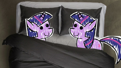 Size: 827x464 | Tagged: safe, artist:droidfish, artist:rapidbeta, twilight sparkle, g4, bed, crayon, crayon drawing, cute, twins