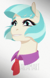 Size: 453x700 | Tagged: safe, artist:hariamart, coco pommel, g4, bust, female, simple background, solo, watermark