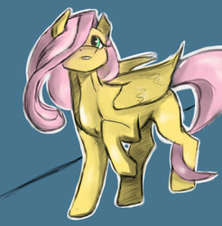 Size: 1042x1057 | Tagged: safe, artist:post-it, fluttershy, g4, colored sketch, female, sketch, solo