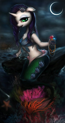 Size: 570x1080 | Tagged: safe, artist:float-cloud, rarity, mermaid, anthro, g4, female, mermarity, midriff, solo