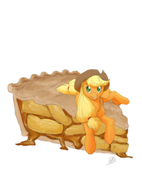 Size: 739x900 | Tagged: safe, artist:bellmod, applejack, g4, apple, apple pie, appletini, female, food, micro, pie, sketch, solo