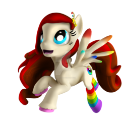 Size: 894x894 | Tagged: safe, artist:dragonsdravite, oc, oc only, oc:wonder shutter, pegasus, pony, 3d, 3d model, clothes, female, rainbow socks, simple background, socks, solo, striped socks, transparent background, watermark