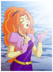 Size: 865x1185 | Tagged: safe, artist:erisabetta, adagio dazzle, equestria girls, g4, eyes closed, female, ocean, singing, solo