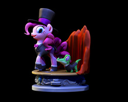 Size: 925x739 | Tagged: safe, artist:nadesican, gummy, pinkie pie, g4, 3d, clothes, hat, shadow, top hat, zbrush