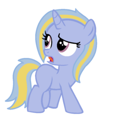 Size: 712x776 | Tagged: safe, artist:rarisweti, oc, oc only, pony, unicorn, blank flank, female, filly, foal, magical lesbian spawn, offspring, open mouth, parent:lavender lace, parent:trixie, parents:fuchsiavender, simple background, solo, transparent background