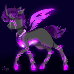 Size: 950x950 | Tagged: safe, artist:mute-wishes, oc, oc only, oc:gilded saint, changeling, crying, holeless, male, purple changeling, solo