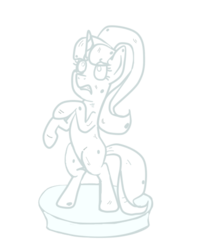 Size: 430x540 | Tagged: safe, artist:apple-jazzy, starlight glimmer, pony, unicorn, g4, female, justice, karma, monochrome, petrification, rearing, simple background, solo, statue, transparent background