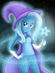 Size: 900x1200 | Tagged: safe, artist:chanceyb, trixie, equestria girls, g4, female, solo, wand