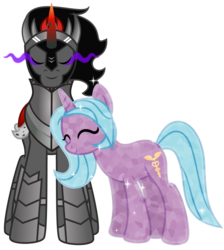 Size: 8500x9500 | Tagged: safe, artist:osipush, idw, king sombra, radiant hope, crystal pony, pony, fiendship is magic, g4, absurd resolution, armor, cape, clothes, dark magic, eyes closed, female, idw showified, inkscape, magic, male, ship:hopebra, shipping, simple background, sombra eyes, straight, transparent background, vector