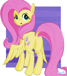 Size: 2195x2480 | Tagged: safe, artist:replacer808, fluttershy, pegasus, pony, g4, butt, dock, female, flutterbutt, high res, looking back, open mouth, plot, signature, simple background, solo, spread wings, white background