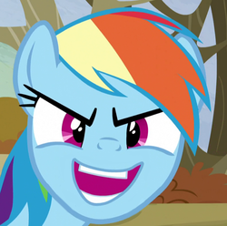Size: 790x783 | Tagged: safe, edit, rainbow dash, g4, tanks for the memories, evil grin, inverted mouth