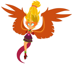 Size: 8000x7080 | Tagged: safe, artist:mixiepie, applejack, equestria girls, g4, my little pony equestria girls: friendship games, absurd resolution, alternate universe, clothes, dress, female, glowing eyes, horn, midnight sparkle, midnight-ified, necklace, pendant, simple background, solo, transparent background, wings