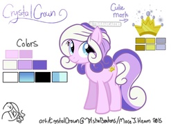 Size: 1055x757 | Tagged: safe, artist:trishabeakens, oc, oc only, oc:crystal crown, cute, reference sheet, solo