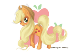 Size: 1024x724 | Tagged: safe, artist:astronomieart, applejack, g4, female, looking back, smiling, solo