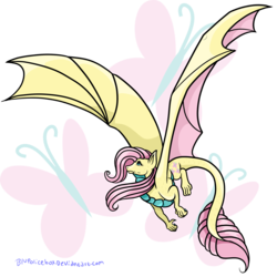 Size: 5000x5000 | Tagged: safe, artist:blupolicebox, fluttershy, dragon, g4, absurd resolution, dragoness, dragonified, female, flutterdragon, solo, species swap, spread wings, wings
