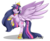 Size: 1200x984 | Tagged: safe, artist:pillonchou, twilight sparkle, alicorn, pony, g4, alternate hairstyle, bipedal, element of magic, female, large wings, long hair, long mane, long tail, mare, signature, solo, twilight sparkle (alicorn)