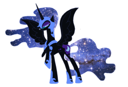 Size: 942x645 | Tagged: safe, artist:rexlupin, edit, nightmare moon, g4, base used, celestial mane, female, simple background, solo, stars, transparent background