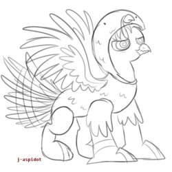 Size: 894x894 | Tagged: safe, artist:j-aspidot, oc, oc only, oc:draco darkwing, griffon, turkey, clothes, cosplay, costume, food, hypnosis, male, meat, monochrome, simple background, sketch, solo, transparent background, turkey costume