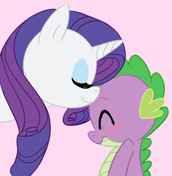 Size: 725x742 | Tagged: safe, artist:carnifex, rarity, spike, g4, blushing, eyes closed, female, male, ship:sparity, shipping, straight