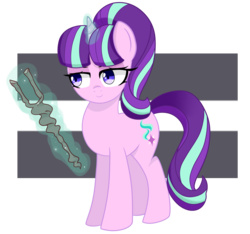 Size: 4000x3750 | Tagged: safe, artist:emera33, starlight glimmer, g4, equal sign, female, high res, levitation, magic, s5 starlight, simple background, solo, staff, staff of sameness, telekinesis