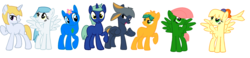 Size: 2416x560 | Tagged: safe, oc, oc:melody heart, earth pony, pegasus, pony, unicorn, bun (kirby), fumu, happy tree friends, jack atlas, kirby of the stars, meta knight, petunia (happy tree friends), ponified, stardust dragon, yu-gi-oh!, yu-gi-oh! 5d's, yusei fudo