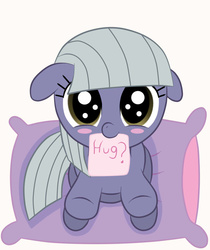 Size: 807x960 | Tagged: safe, artist:kawaiiminyan, limestone pie, earth pony, pony, g4, blushing, cute, female, filly, floppy ears, hug request, limabetes, solo