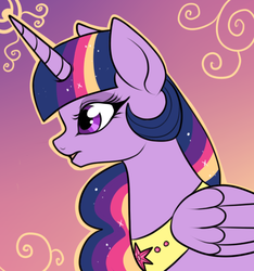 Size: 474x506 | Tagged: safe, artist:lulubell, twilight sparkle, alicorn, pony, g4, bust, female, mare, older, rainbow power, solo, twilight sparkle (alicorn)