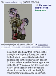 Size: 720x983 | Tagged: safe, artist:whitepone, idw, nurse redheart, twilight sparkle, alicorn, pony, g4, /mlp/, 4chan, 4chan screencap, coincidence?!... probably, crossover, don't take it seriously, female, headcanon, illuminati confirmed, jossed, mare, meta, metal gear, metal gear solid, metal gear solid 5, spoilers for another series, twilight sparkle (alicorn), venom snake, venom twilight